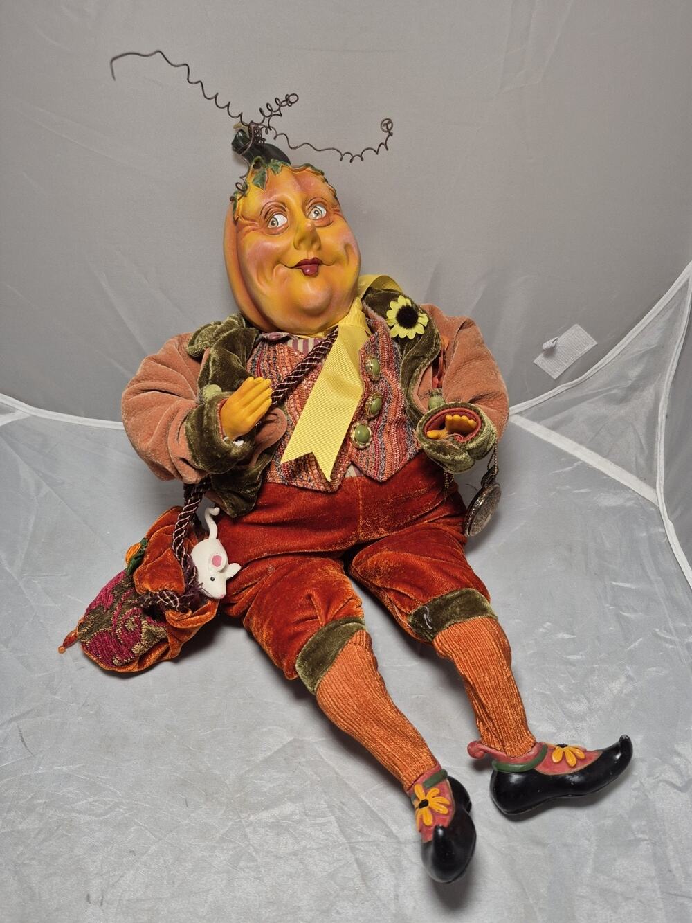 Vintage Rare Winward Pumpkin Head Fall Shelf Sitter Steampunk Whimsical Decor